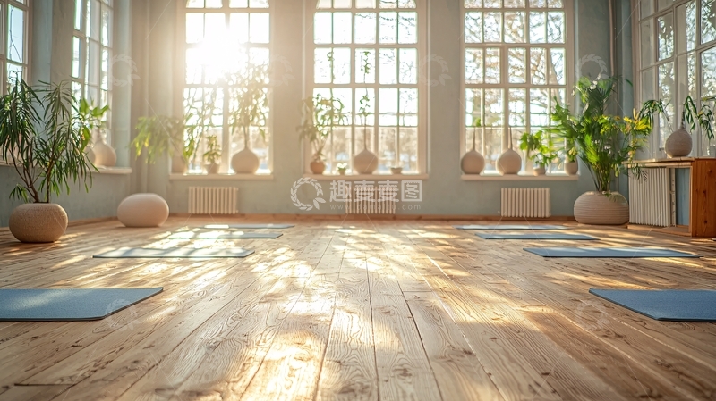 高清大图下载【趣麦麦图】明亮宽敞的瑜伽室