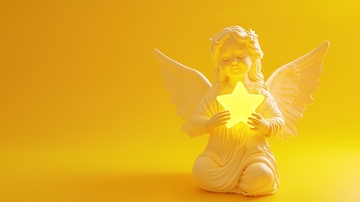 黄底小天使怀抱星星