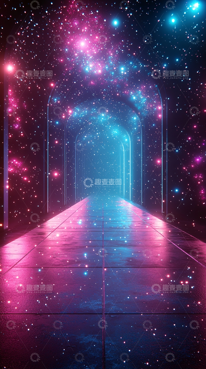 高清大图下载【趣麦麦图】星光隧道般的空间走廊