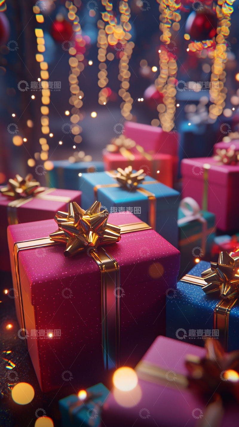 高清大图下载【趣麦麦图】圣诞礼物堆