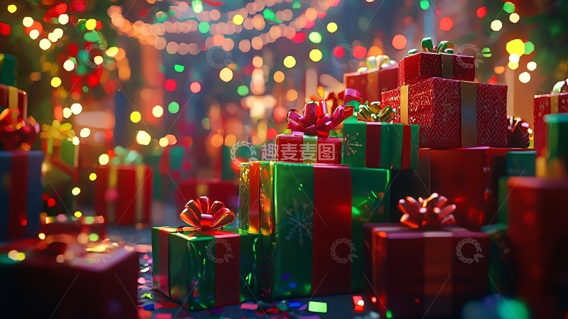 高清大图下载【趣麦麦图】圣诞节礼物堆