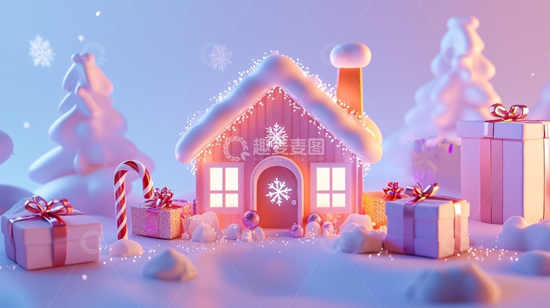 高清大图下载【趣麦麦图】粉色圣诞小屋