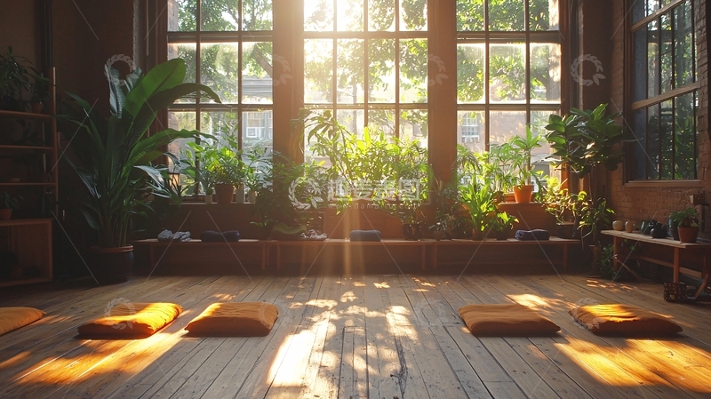 高清大图下载【趣麦麦图】阳光洒满房间的植物角落