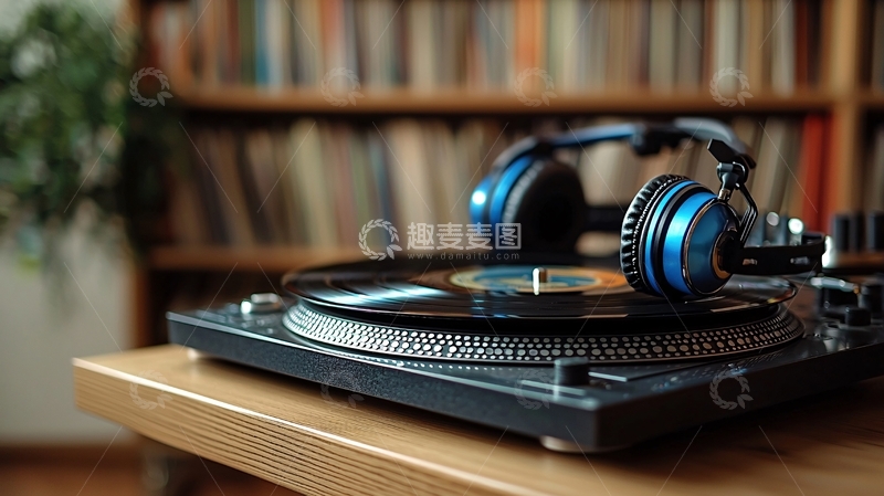 高清大图下载【趣麦麦图】黑胶唱片机特写