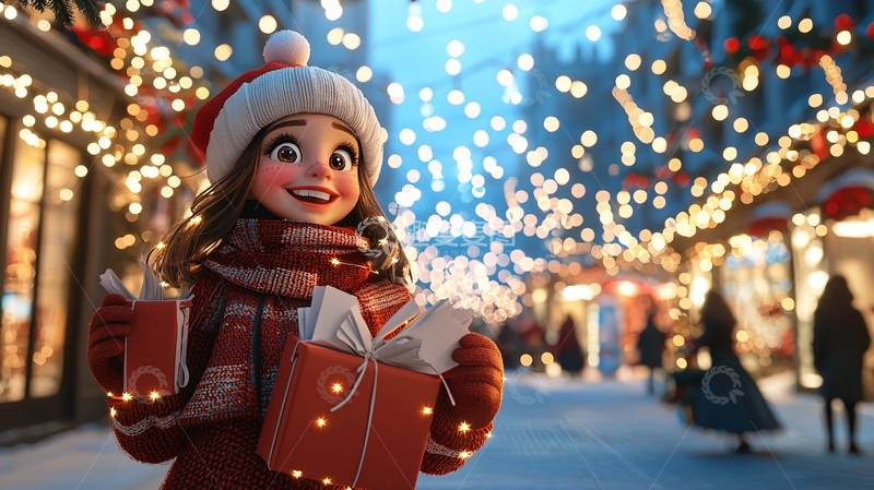 高清大图下载【趣麦麦图】圣诞女孩