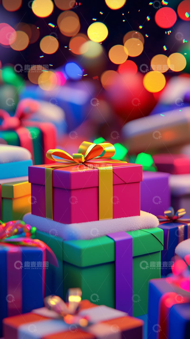 高清大图下载【趣麦麦图】圣诞礼物堆叠