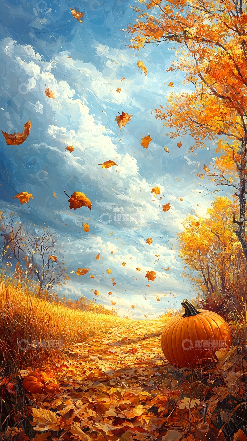 高清大图下载【趣麦麦图】落叶纷飞的秋日风景
