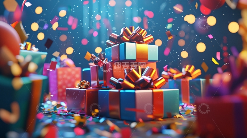 高清大图下载【趣麦麦图】彩色礼盒堆叠