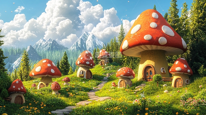 高清大图下载【趣麦麦图】童话蘑菇屋