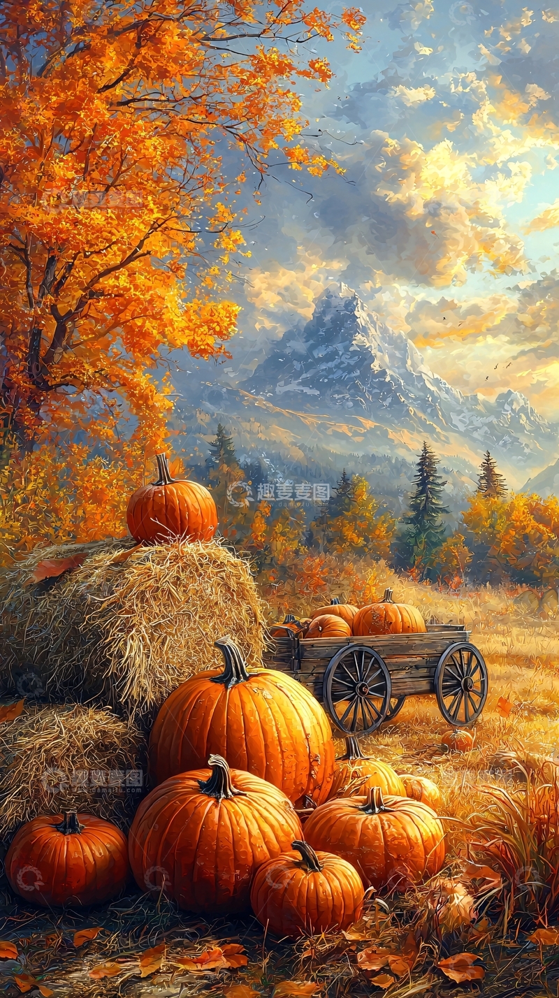 高清大图下载【趣麦麦图】秋季丰收的田园风光