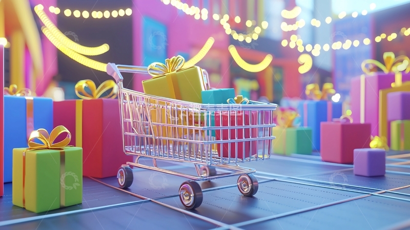 高清大图下载【趣麦麦图】购物车里装满礼物