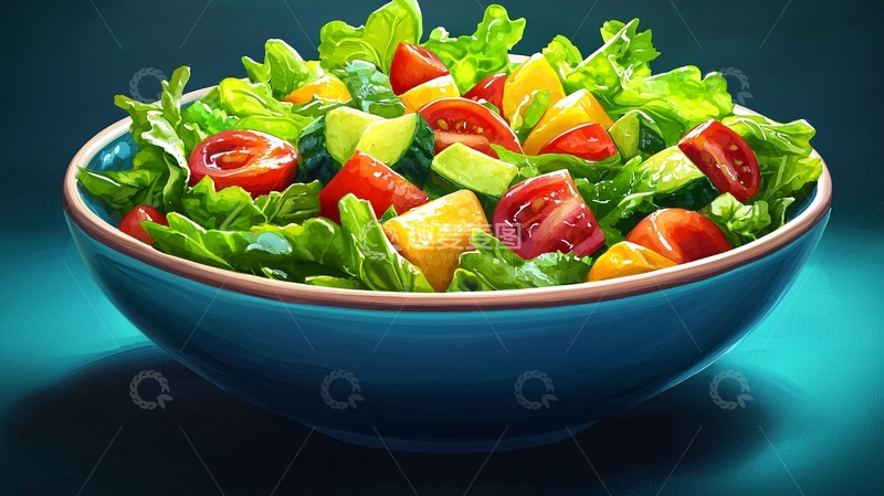 高清大图下载【趣麦麦图】色彩鲜艳的新鲜蔬菜沙拉