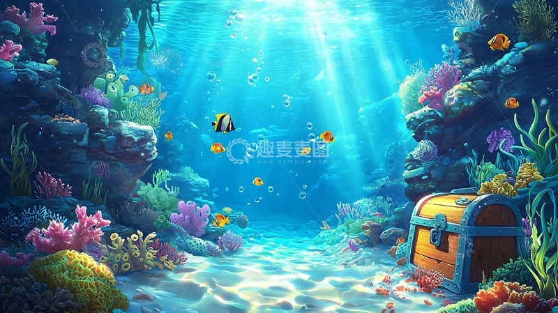 高清大图下载【趣麦麦图】海底世界藏宝图