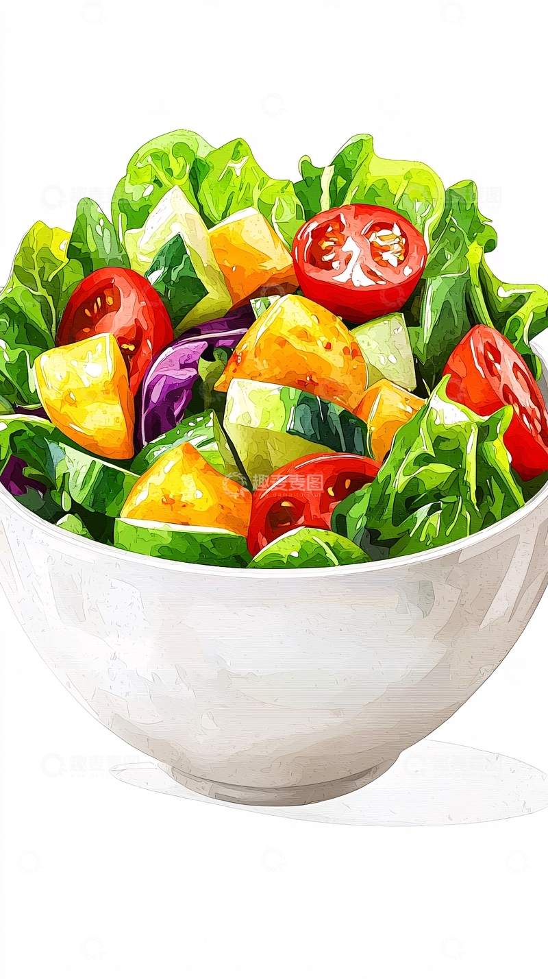 高清大图下载【趣麦麦图】色彩鲜艳的新鲜蔬菜沙拉