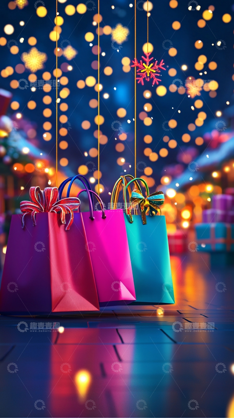 高清大图下载【趣麦麦图】圣诞购物袋2