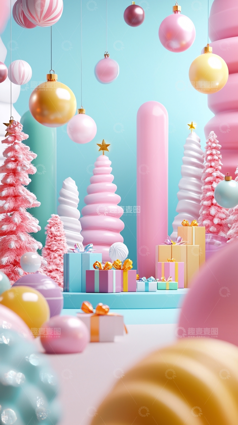 高清大图下载【趣麦麦图】粉色圣诞树