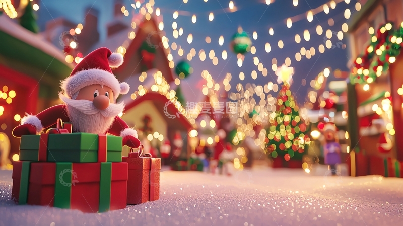 高清大图下载【趣麦麦图】圣诞老人送礼物