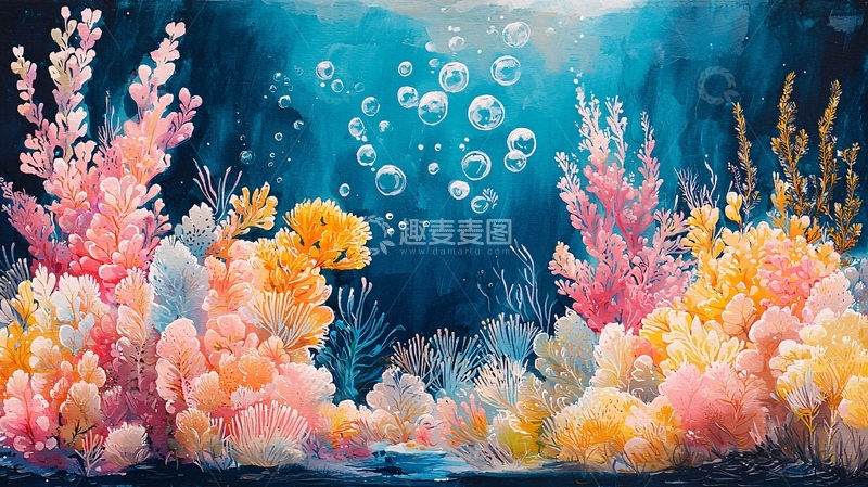 高清大图下载【趣麦麦图】水下珊瑚礁的艺术绘画