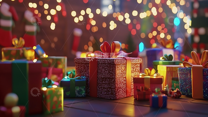 高清大图下载【趣麦麦图】圣诞礼物堆