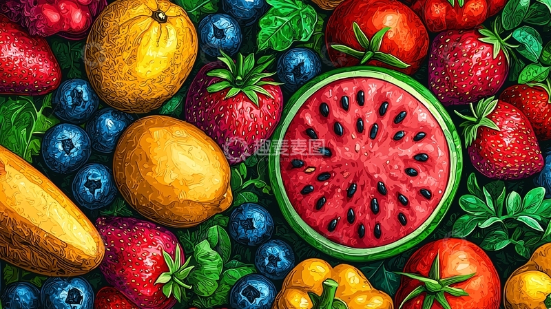 高清大图下载【趣麦麦图】色彩鲜艳的水果拼盘