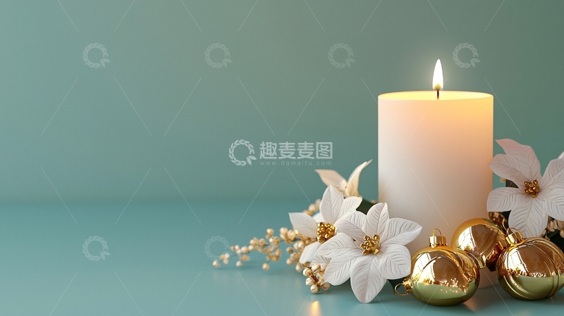 高清大图下载【趣麦麦图】静谧温馨的蜡烛花朵装饰