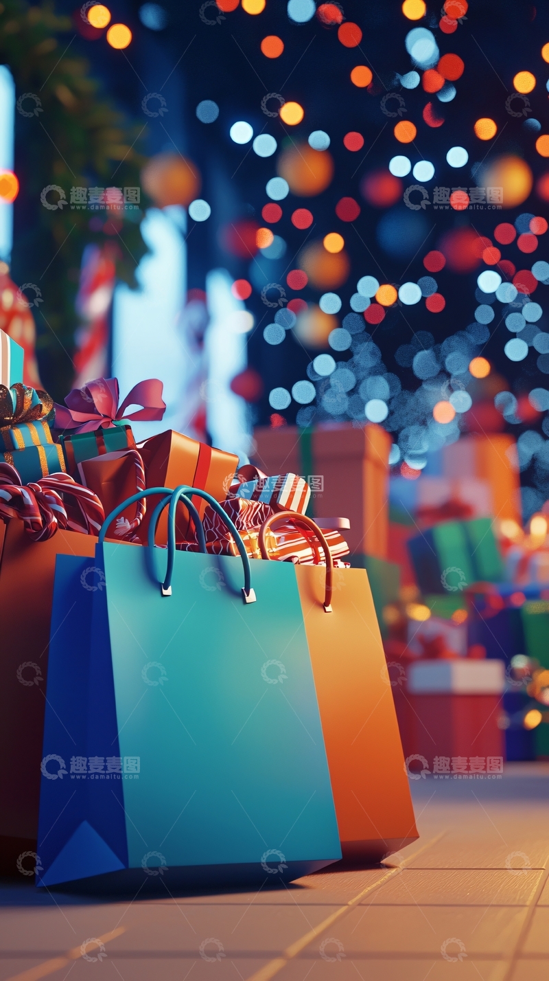 高清大图下载【趣麦麦图】圣诞节购物袋