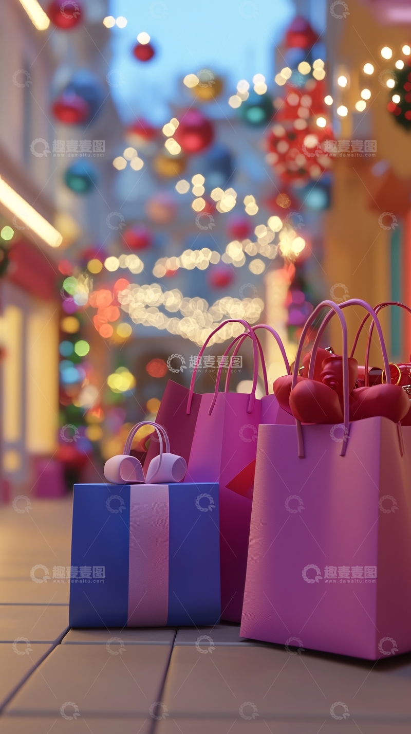 高清大图下载【趣麦麦图】圣诞节购物街