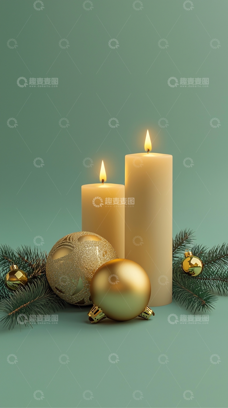 高清大图下载【趣麦麦图】圣诞节蜡烛装饰