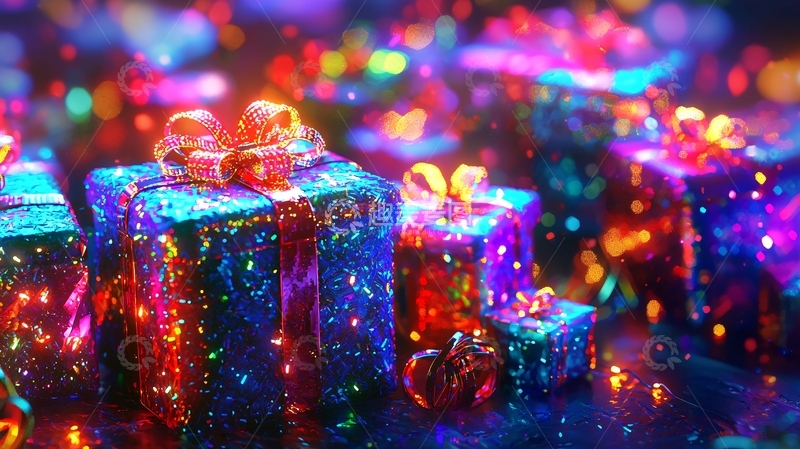 高清大图下载【趣麦麦图】彩色闪亮礼物盒