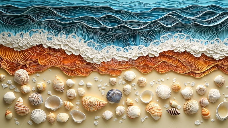 高清大图下载【趣麦麦图】海浪拍打沙滩