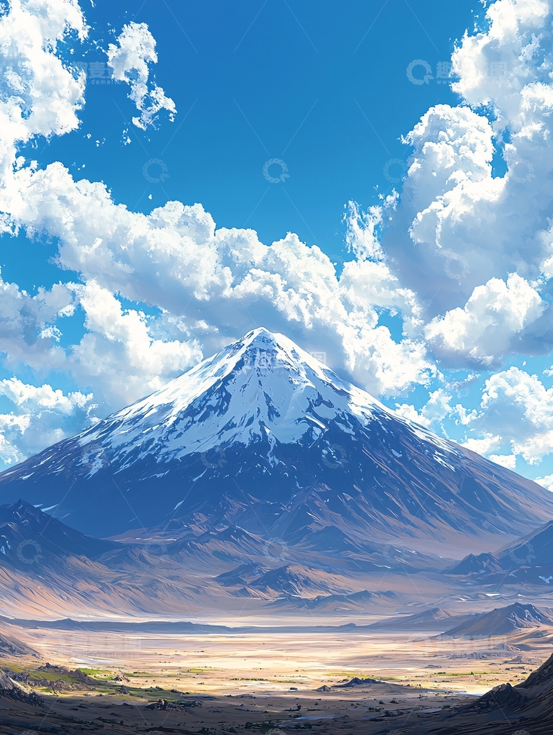 高清大图下载【趣麦麦图】雪山蓝天白云唯美景色
