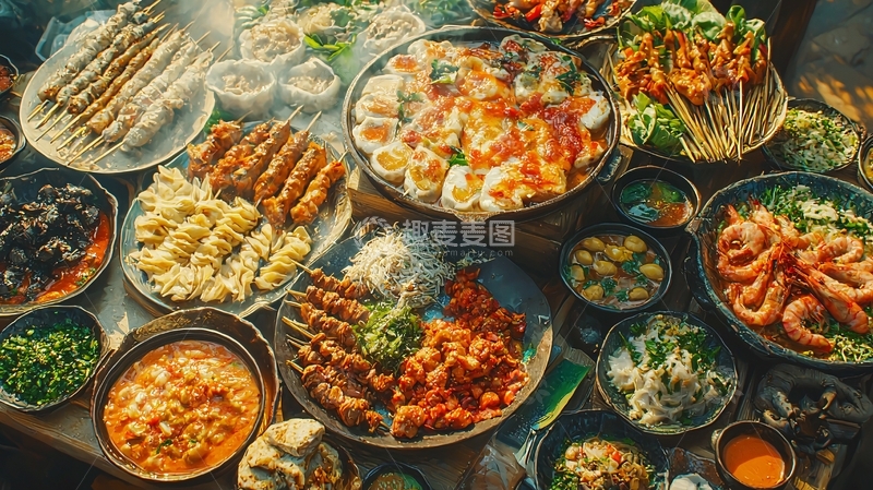 高清大图下载【趣麦麦图】丰富美食大餐摆拍