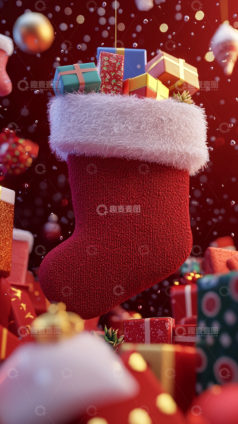 高清大图下载【趣麦麦图】圣诞袜子礼物堆