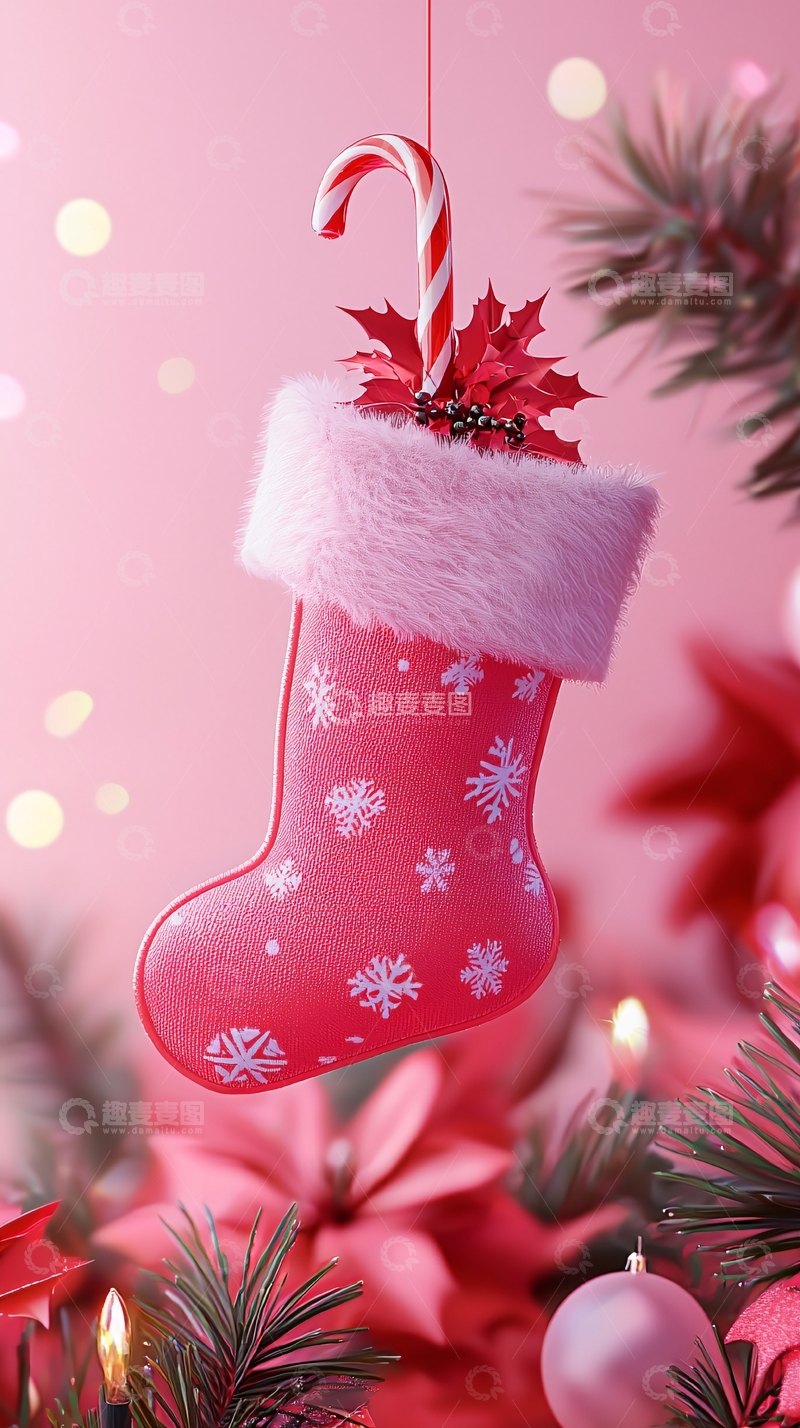高清大图下载【趣麦麦图】粉色圣诞袜
