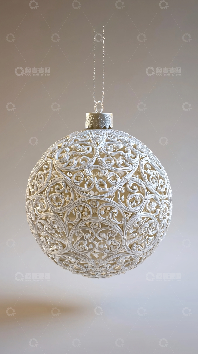 高清大图下载【趣麦麦图】银色镂空圣诞球