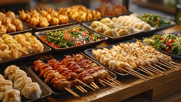 各种各样美味诱人的小吃