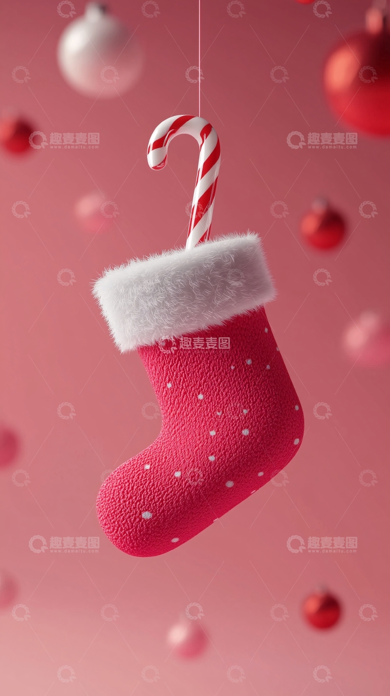高清大图下载【趣麦麦图】粉色圣诞袜
