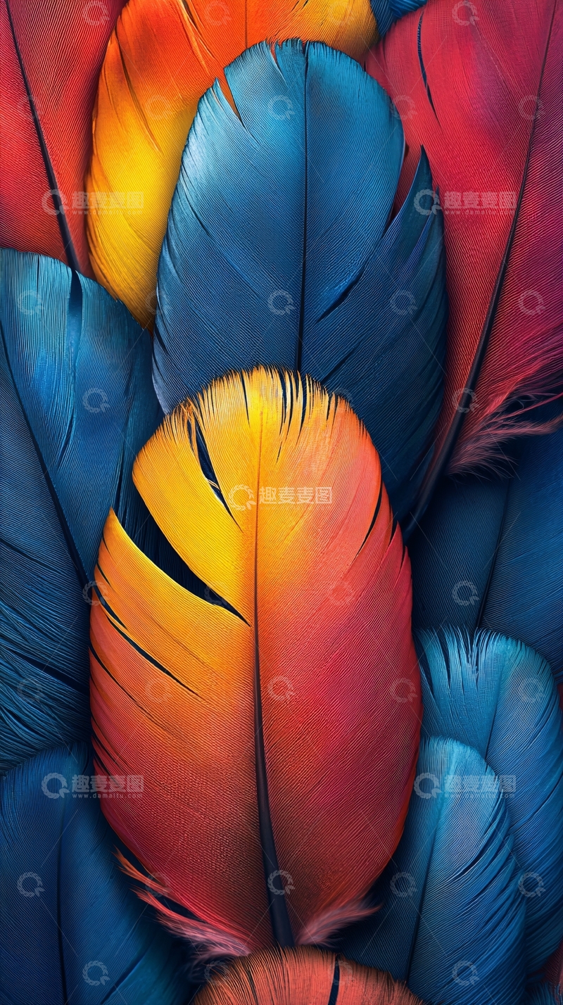 高清大图下载【趣麦麦图】彩色羽毛特写背景