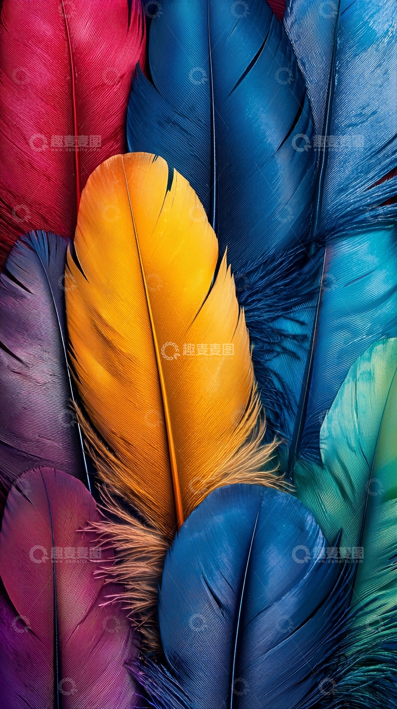 高清大图下载【趣麦麦图】彩色羽毛特写