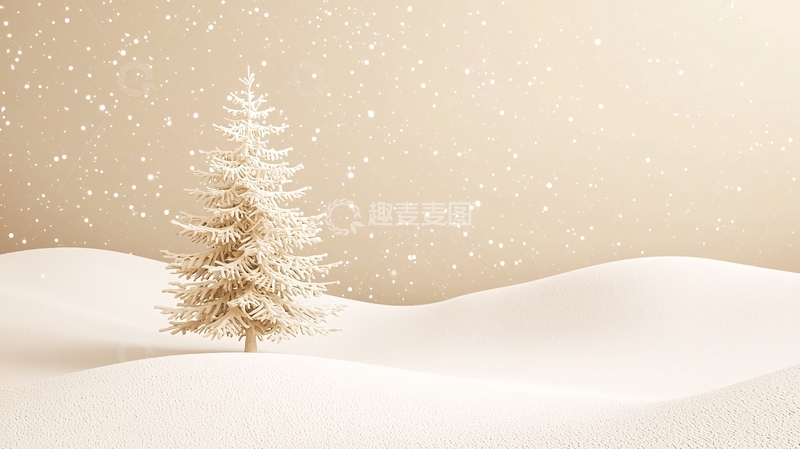 高清大图下载【趣麦麦图】冬日雪景单棵松树