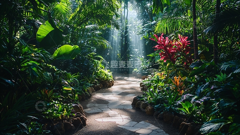 高清大图下载【趣麦麦图】阳光穿透茂密森林