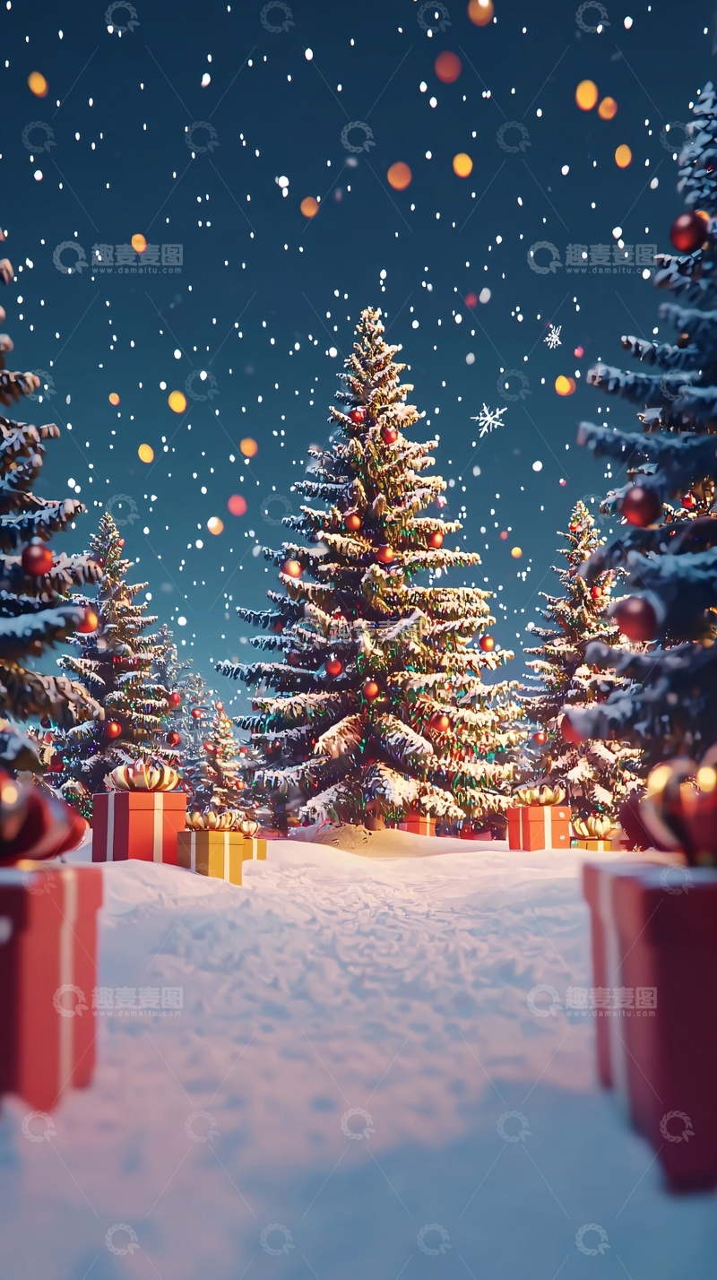 高清大图下载【趣麦麦图】圣诞节雪景