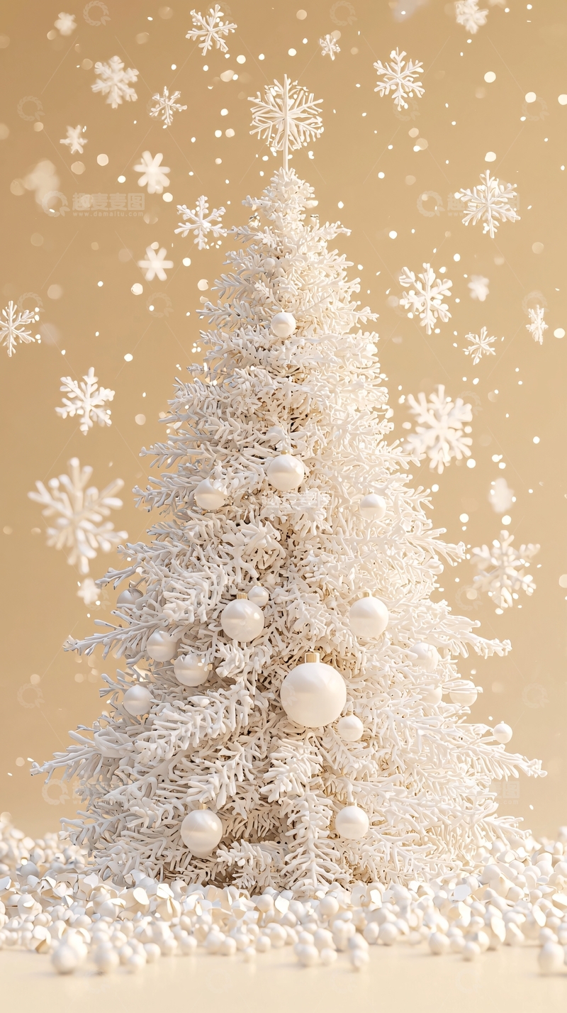 高清大图下载【趣麦麦图】白色圣诞树