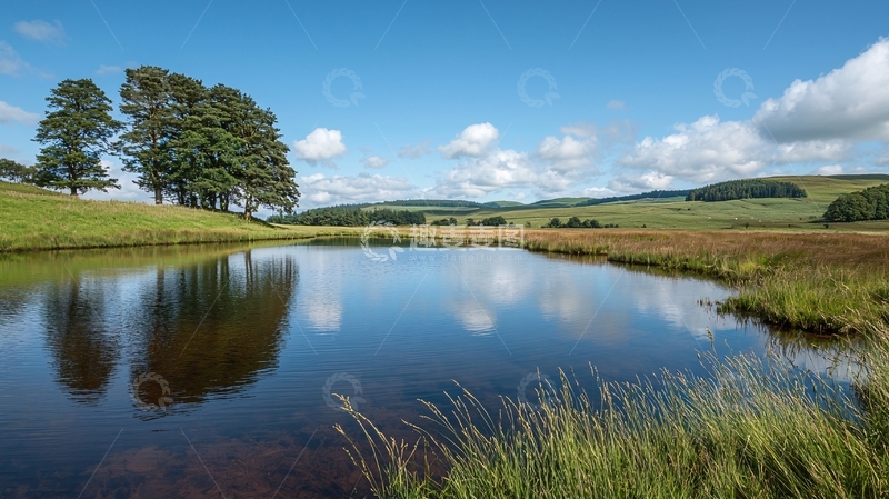 高清大图下载【趣麦麦图】树木倒影平静湖水