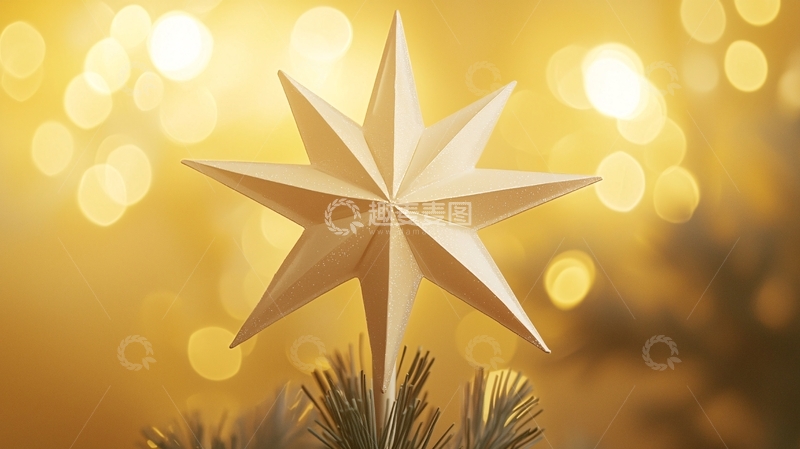 高清大图下载【趣麦麦图】金色背景圣诞树顶星