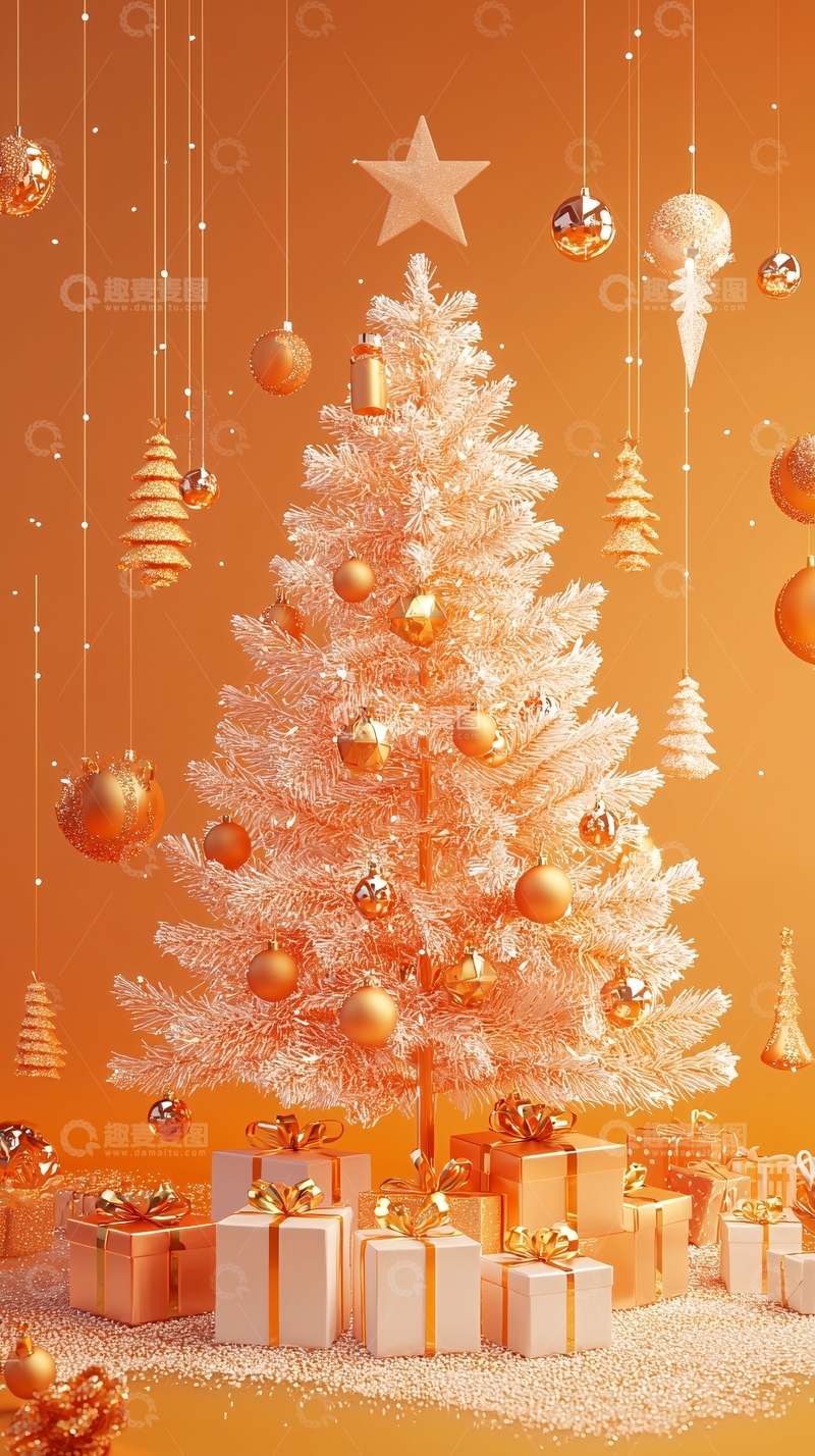 高清大图下载【趣麦麦图】金色圣诞树