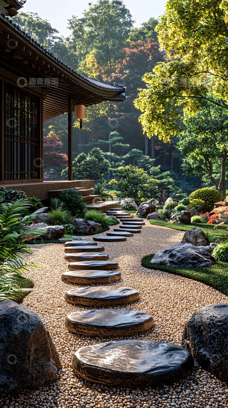 高清大图下载【趣麦麦图】日式庭院小径