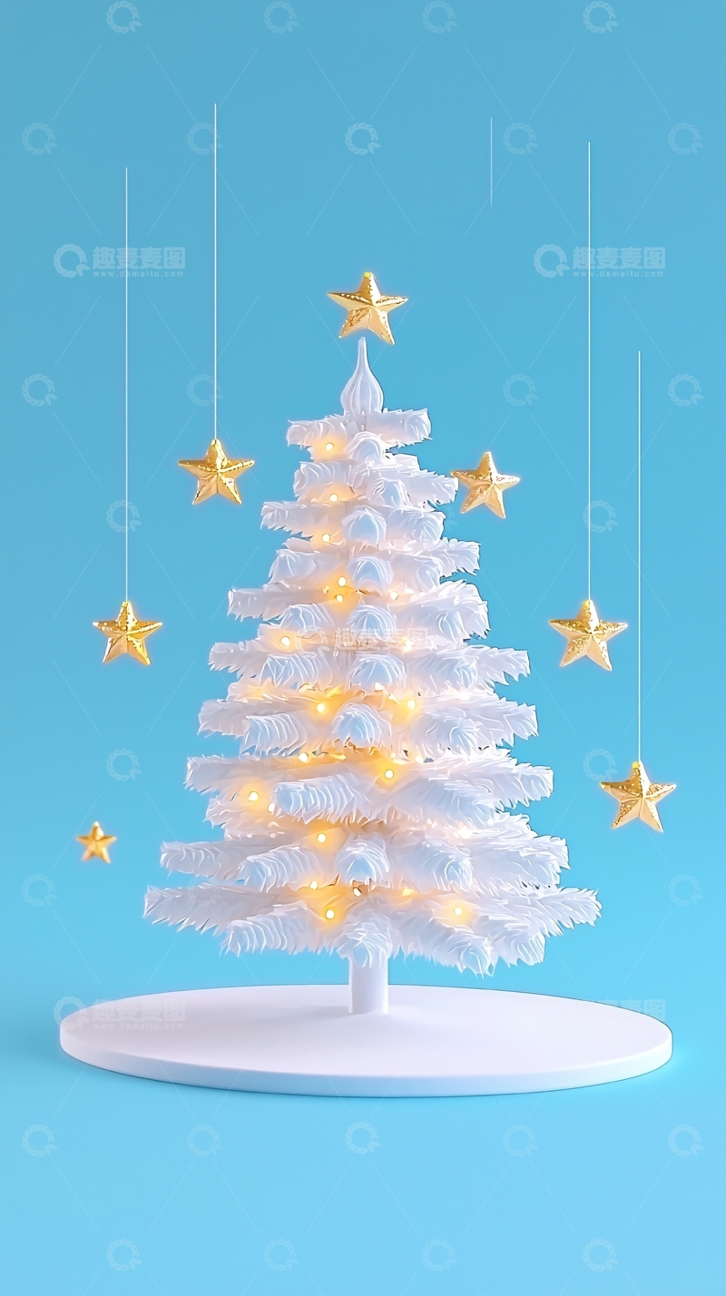 高清大图下载【趣麦麦图】简约白色圣诞树