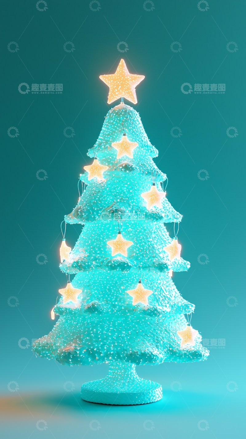 高清大图下载【趣麦麦图】蓝绿圣诞树