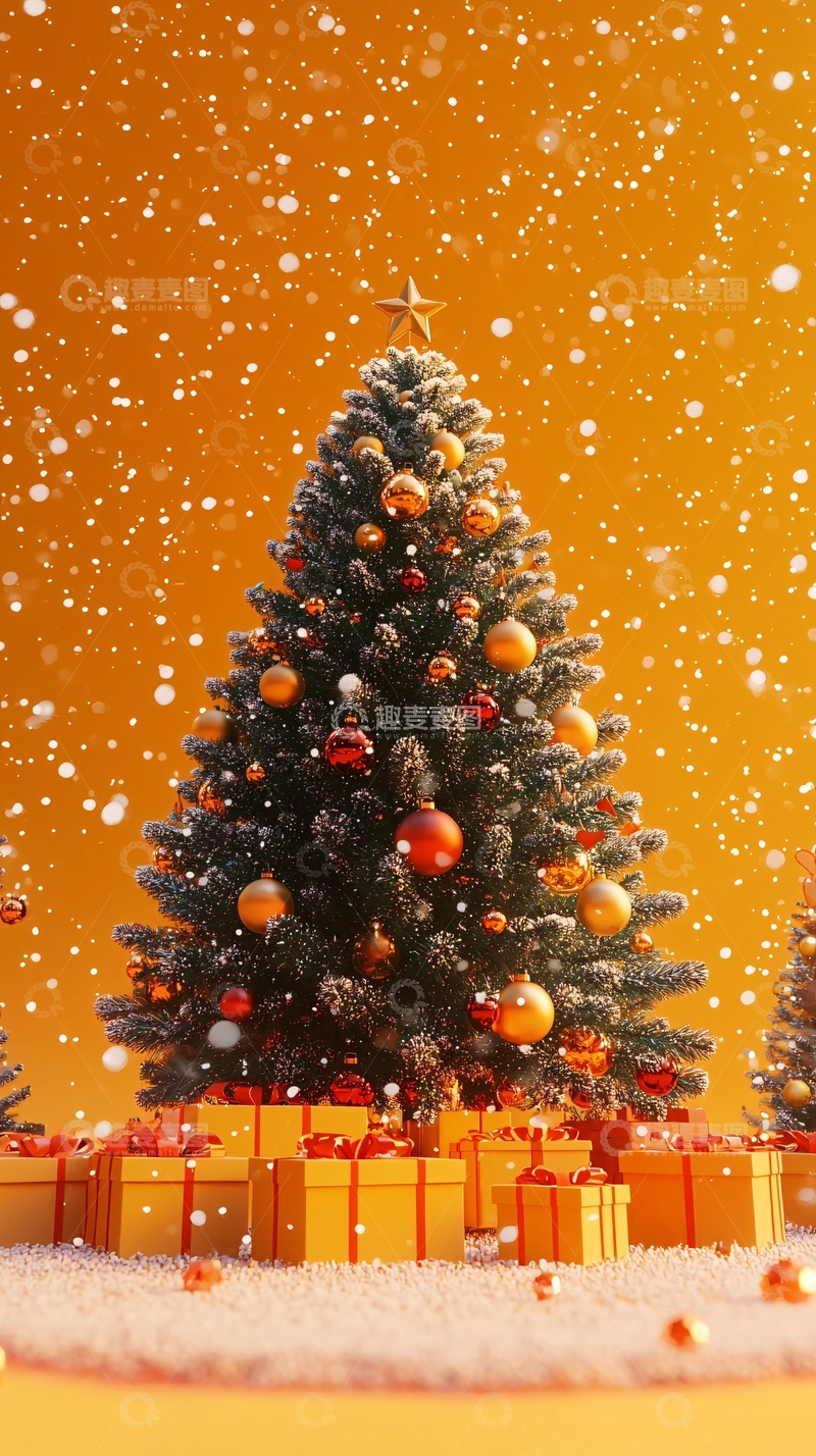 高清大图下载【趣麦麦图】金色圣诞树